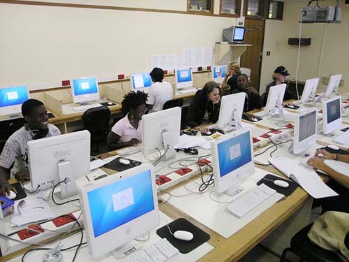 Graphic Design students at work in the computer lab